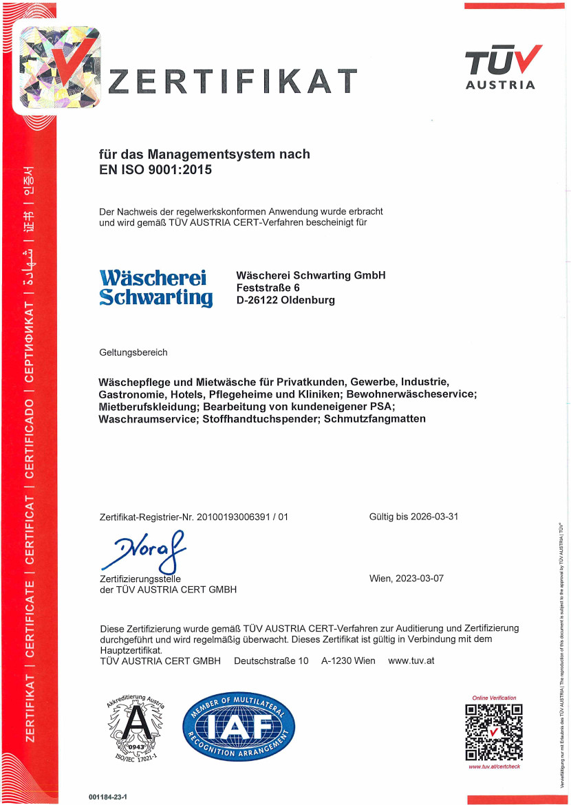 Miniaturbild des ISO-Zertifikats
